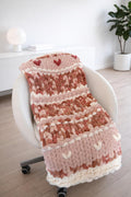 Chunky Knit Heart Blanket Pattern – Wave of Hearts Hand Knit Throw 40x60 | Digital Download
