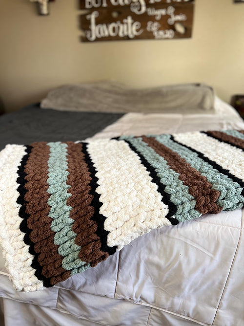 Chunky Knit Blanket Pattern – Western Flare Hand Knit Throw 40x60| Digital Download