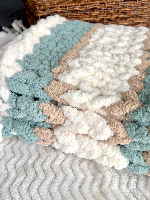 Chunky Knit Blanket Pattern – Sands of Sage Hand Knit Throw 40x60 | Digital Download