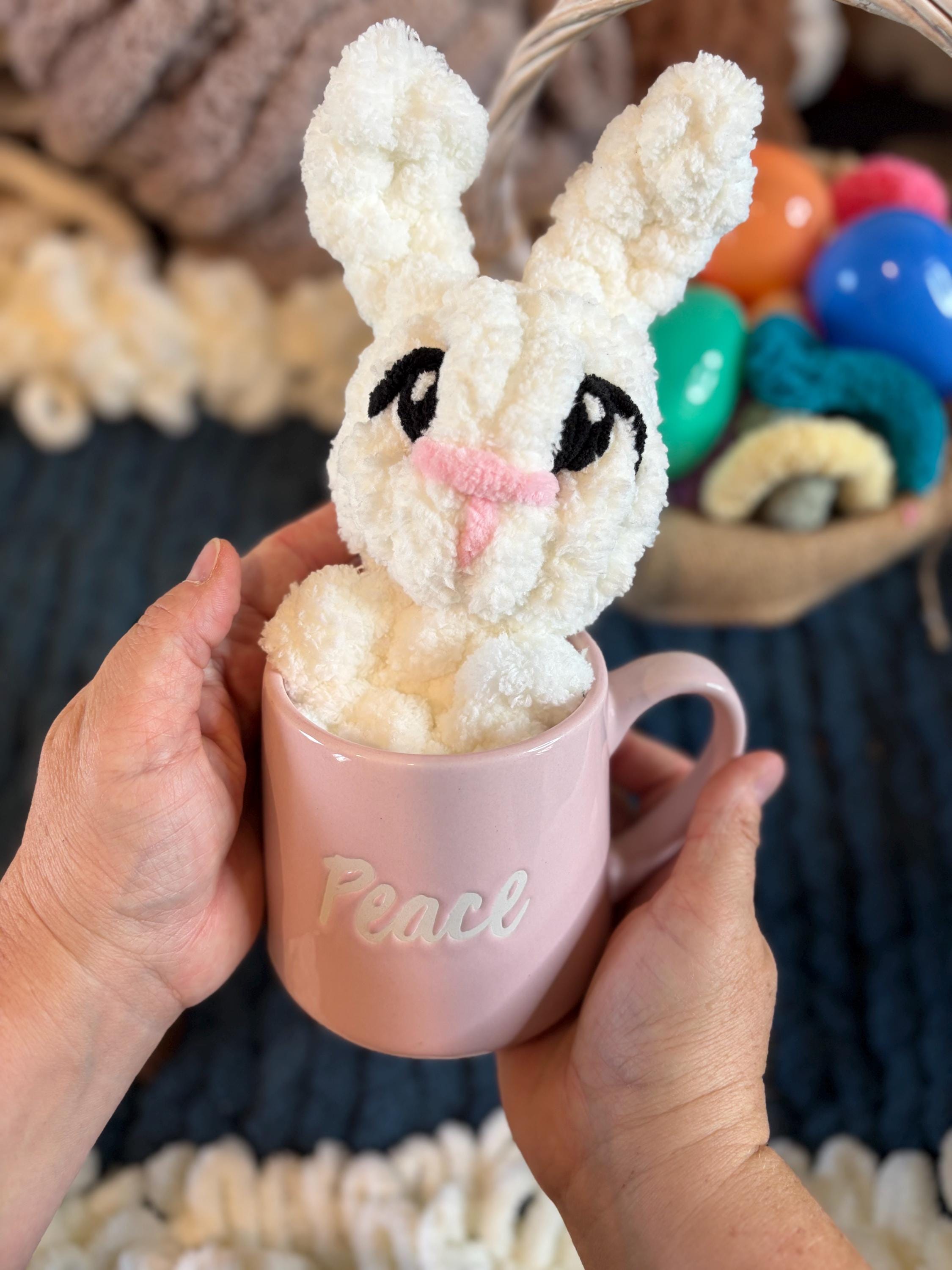 Chunky Knit Mini Bunny Pattern & Video Tutorial, Beginner Friendly Hand Knit Bunny, DIY Plush Bunny PDF