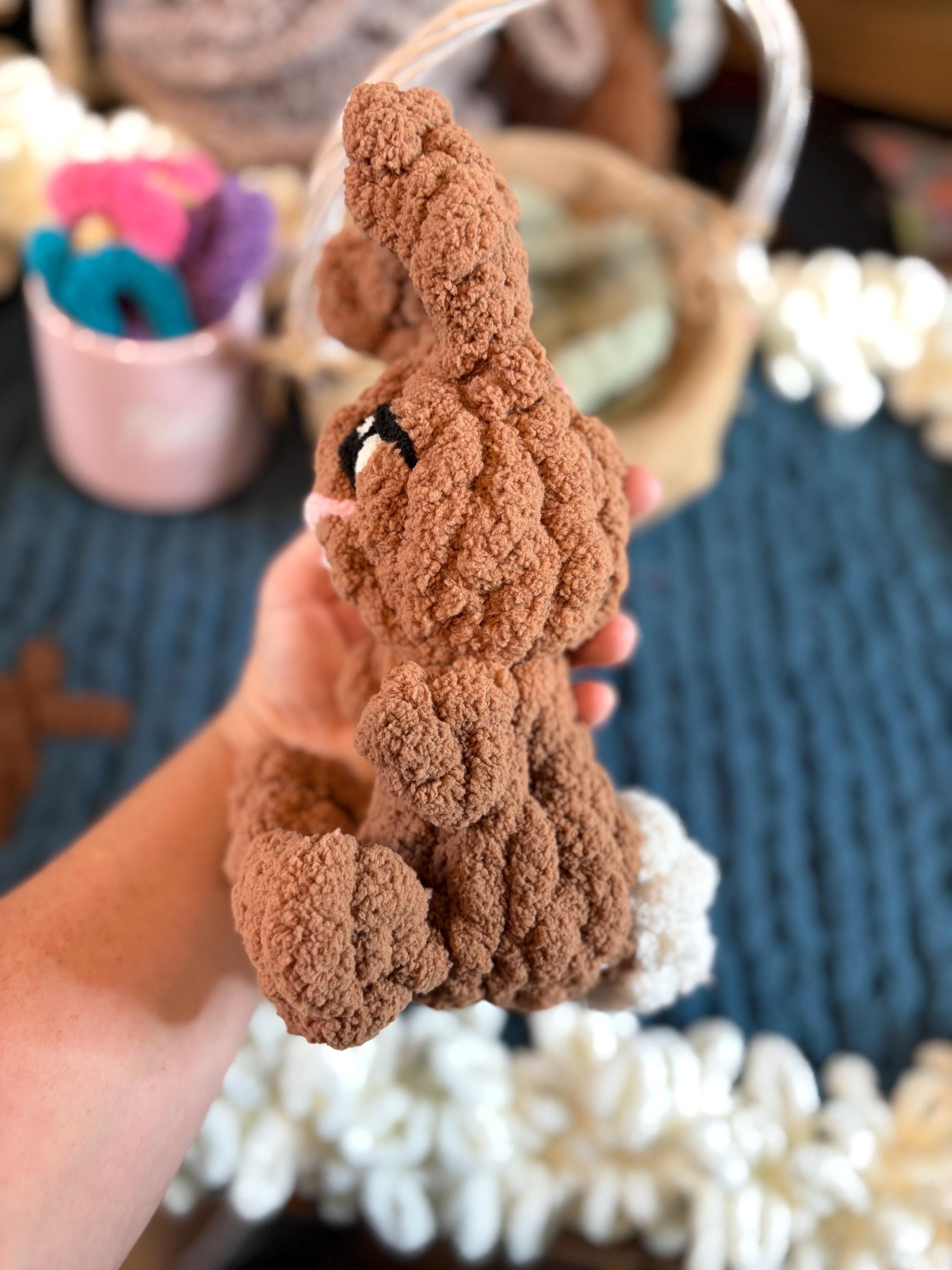 Chunky Knit Mini Bunny Pattern & Video Tutorial, Beginner Friendly Hand Knit Bunny, DIY Plush Bunny PDF