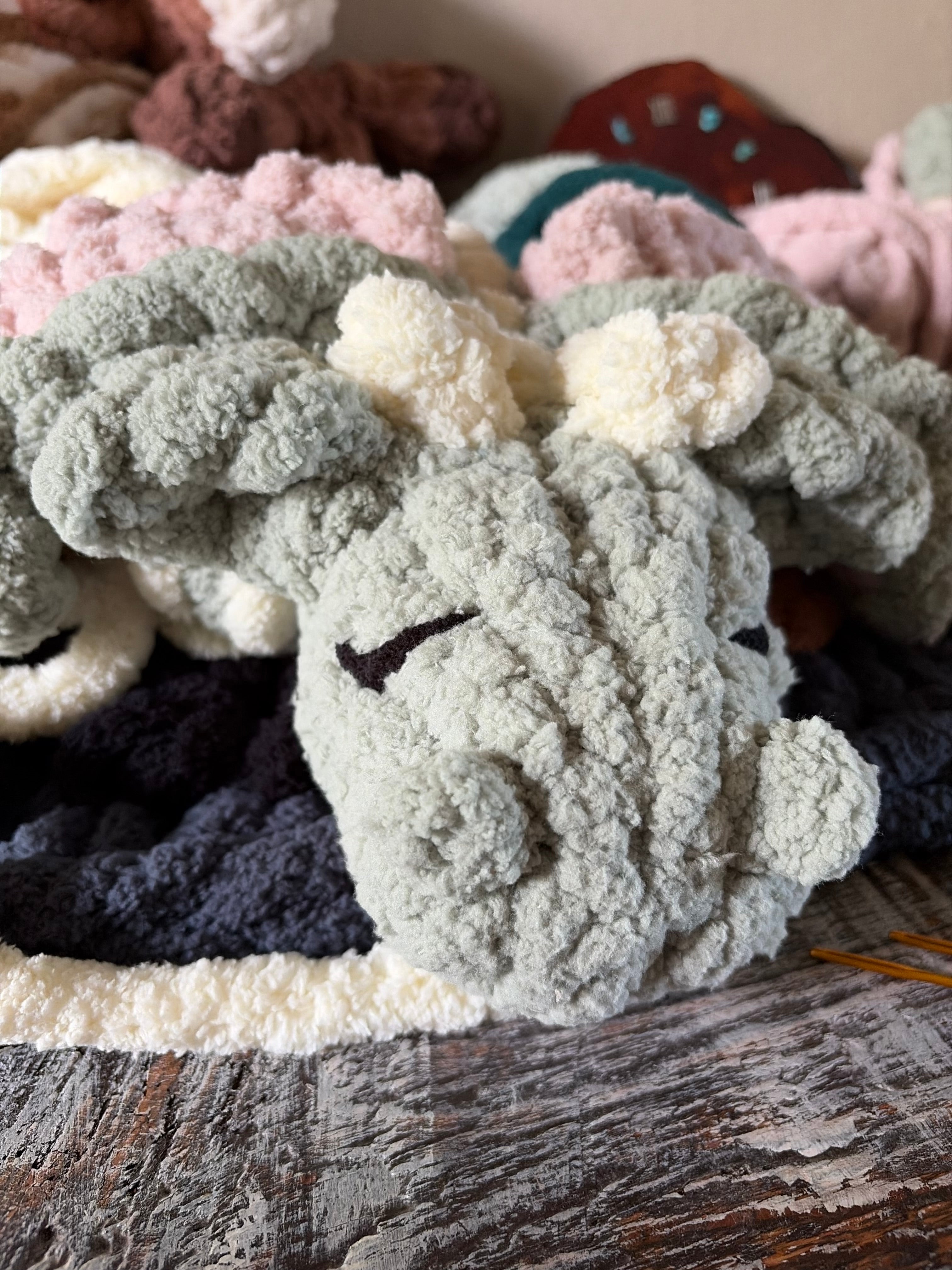 Sleeping Dragon Hand Knitting Pattern + Full Video Tutorial | Intermediate Chunky Yarn Stuffie