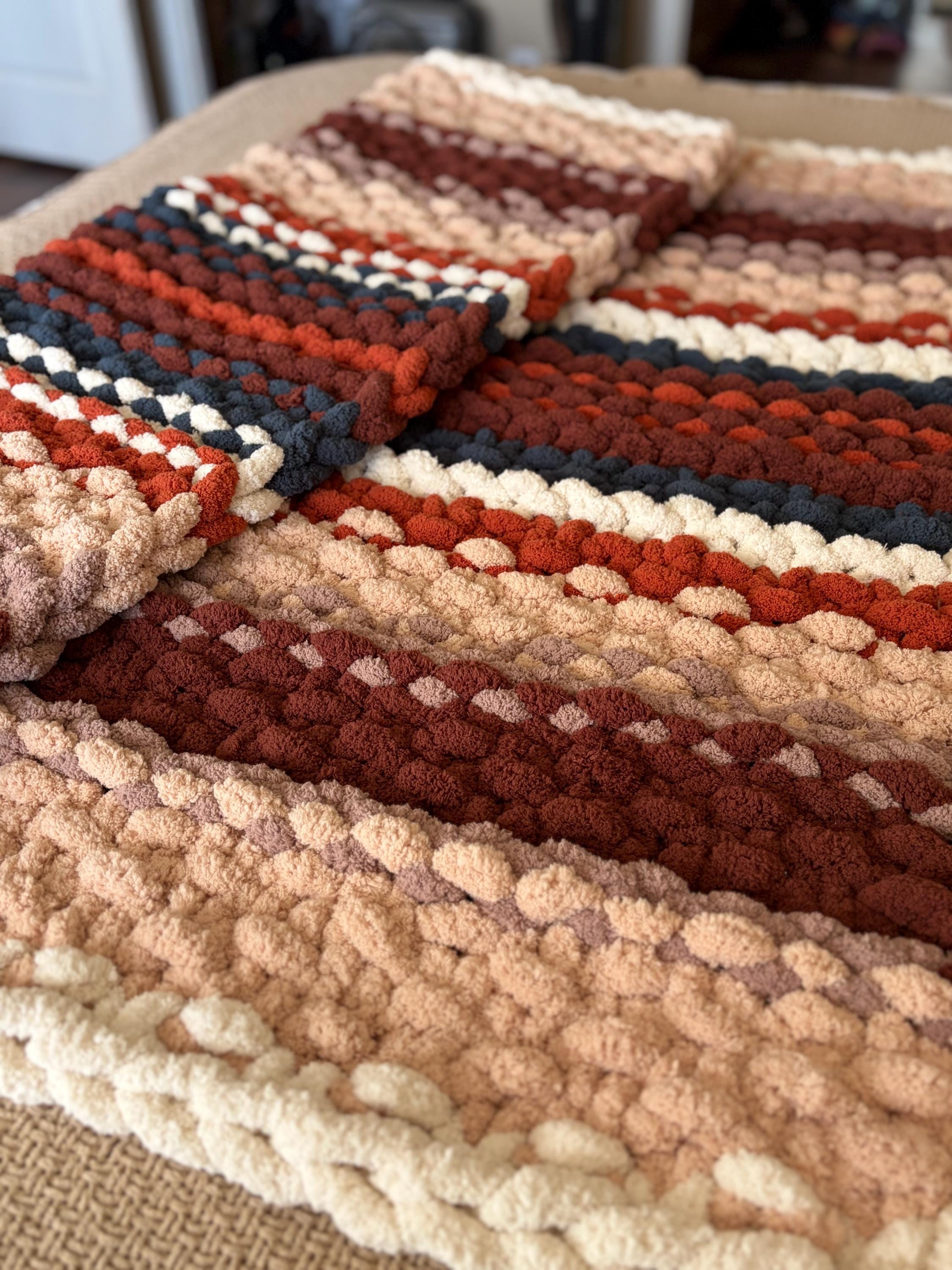 Chunky Knit Lap Blanket Pattern – Fireside Latte, Seed Stitch (Digital Download) 40x46
