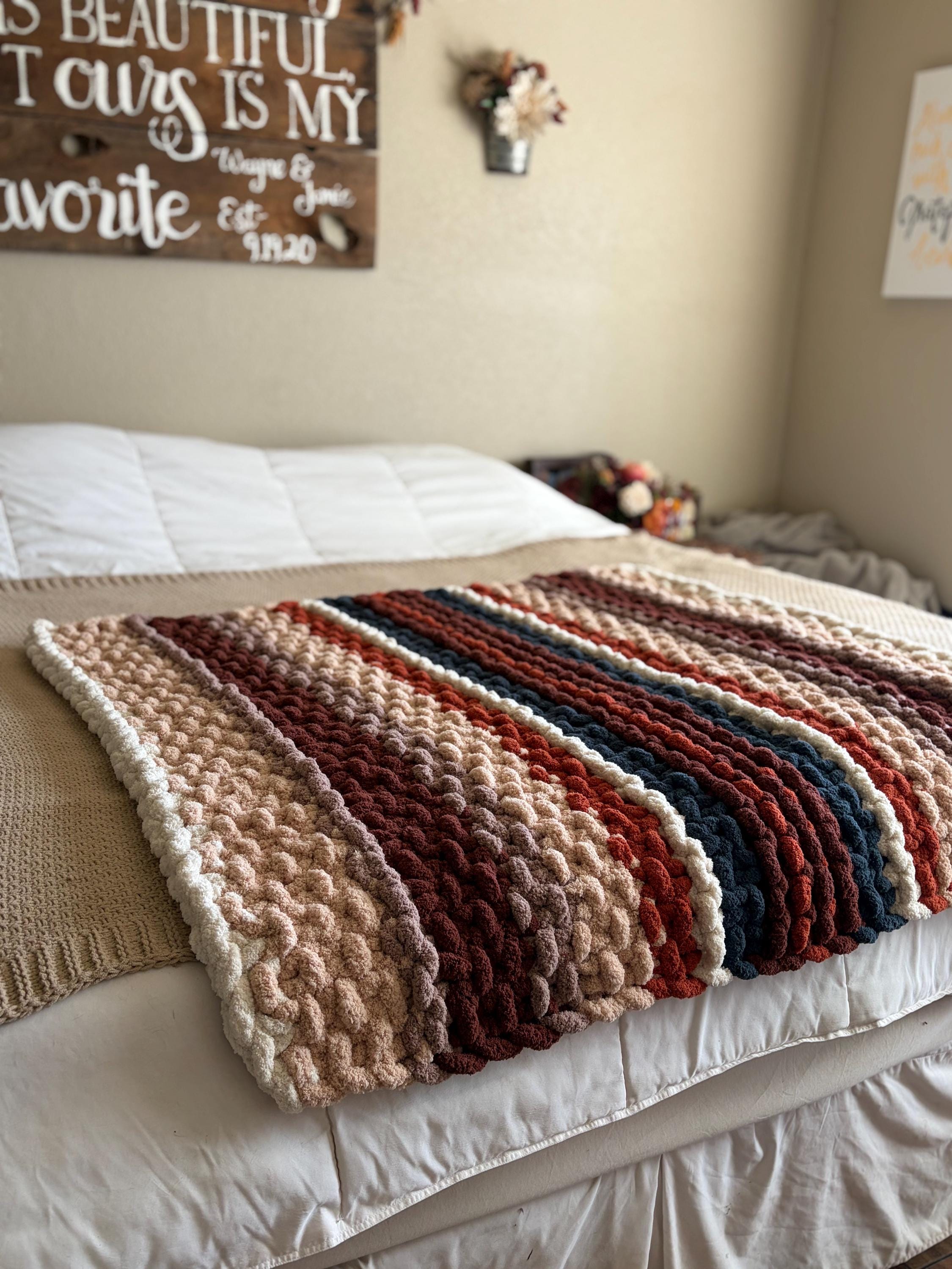 Chunky Knit Lap Blanket Pattern – Fireside Latte, Seed Stitch (Digital Download) 40x46