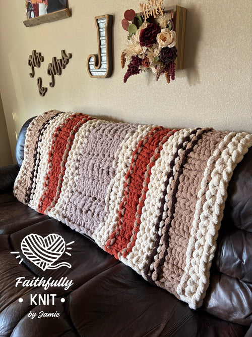Canyon Hearth Chunky Hand Knit Blanket Pattern | Cozy Cabin Series #5