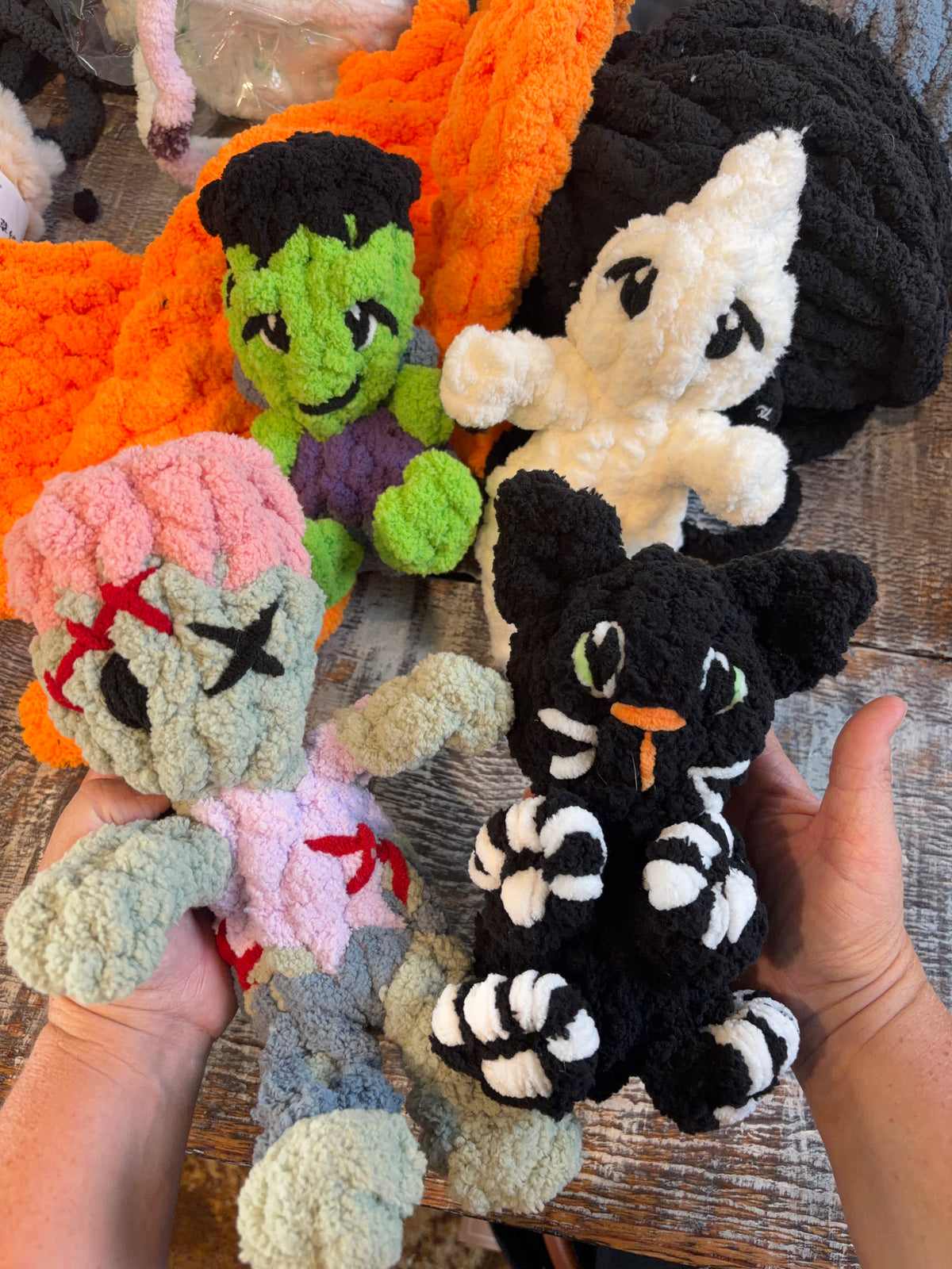 Teeny Chunky Ghoul Pals Complete Pattern Bundle | 6 Chunky Halloween Stuffie Patterns + 6 Video Tutorials | Ghost, Zombie, Skeleton & More