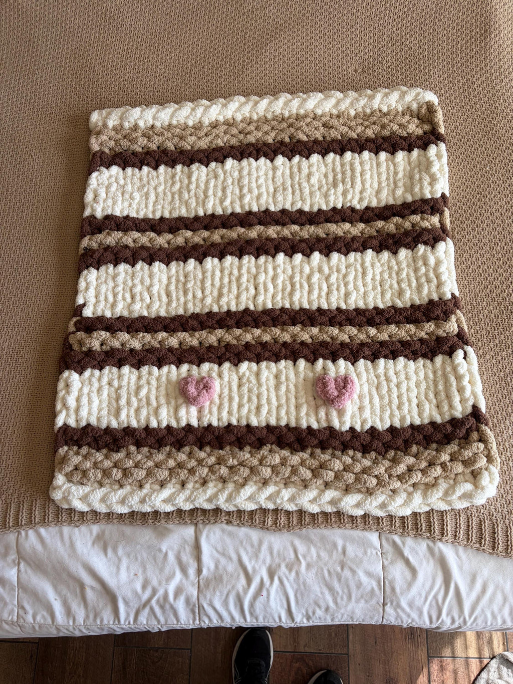 Chunky Knit Toddler Blanket Pattern – Toasted Vanilla Cream Keepsake blanket 24x36 | Digital Download