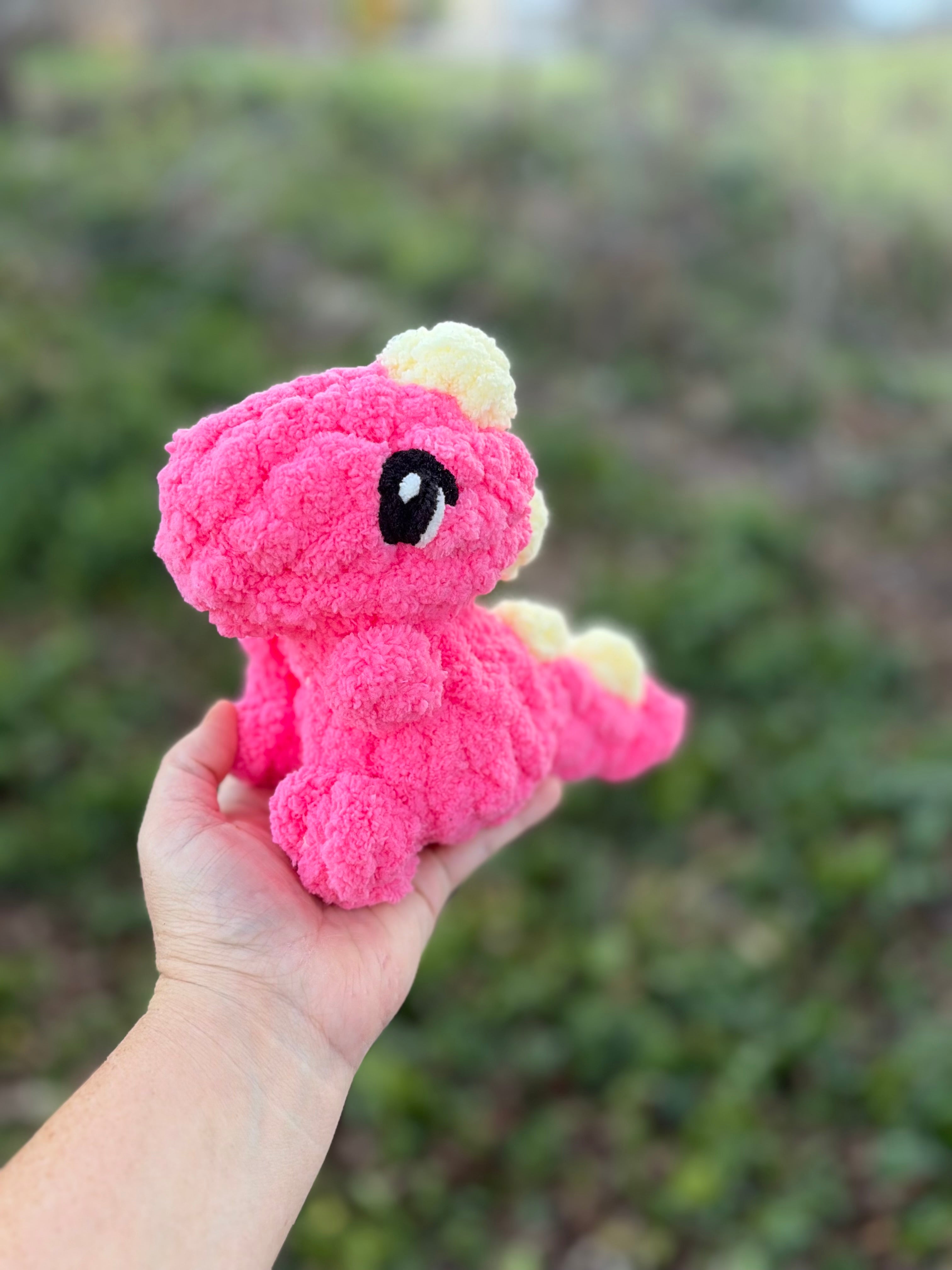 Chunky Knit Mini Dinosaur Plush Pattern | Hand Knit Stuffed Animal (Digital Download with Video Tutorial)