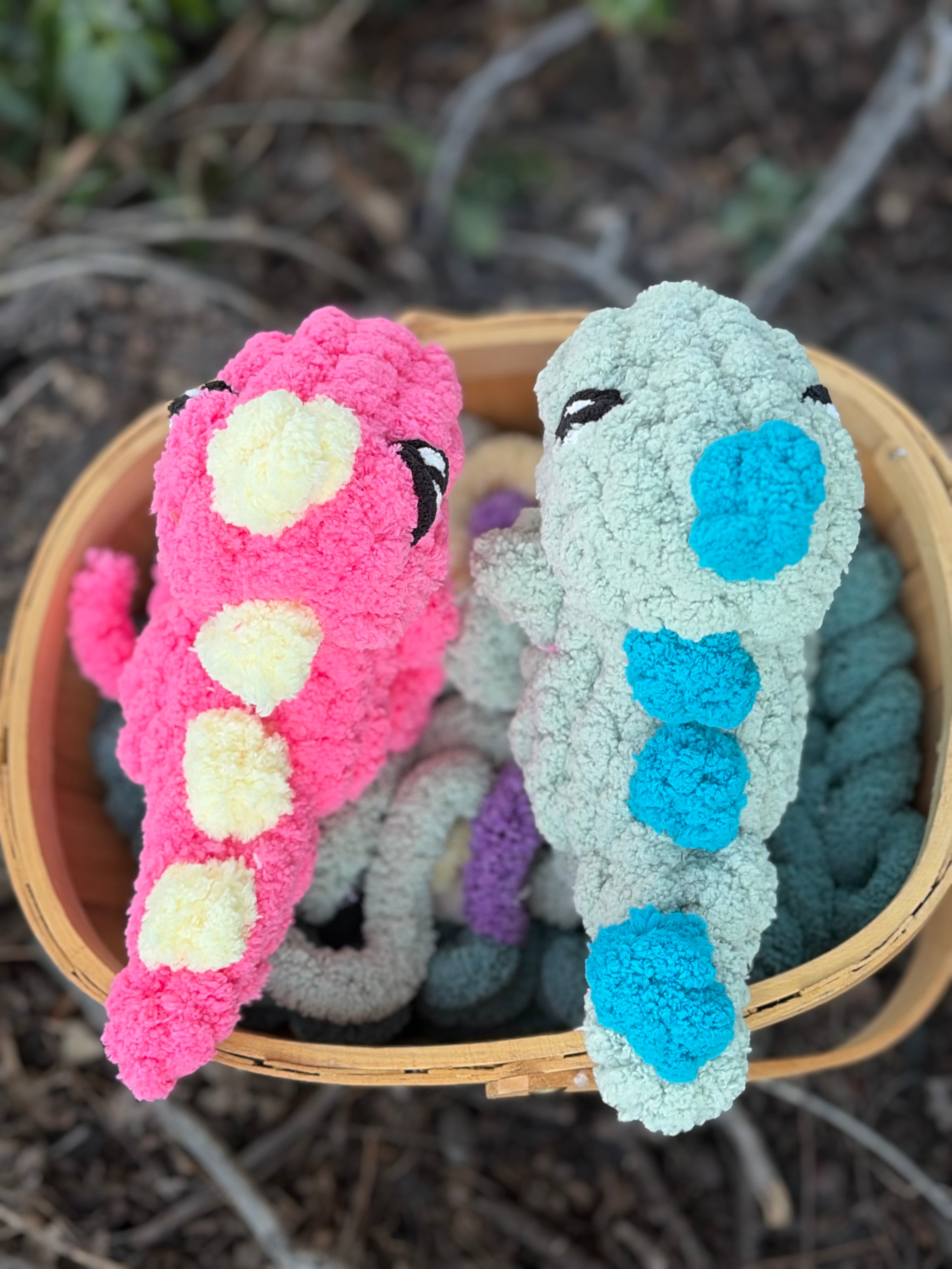 Chunky Knit Mini Dinosaur Plush Pattern | Hand Knit Stuffed Animal (Digital Download with Video Tutorial)