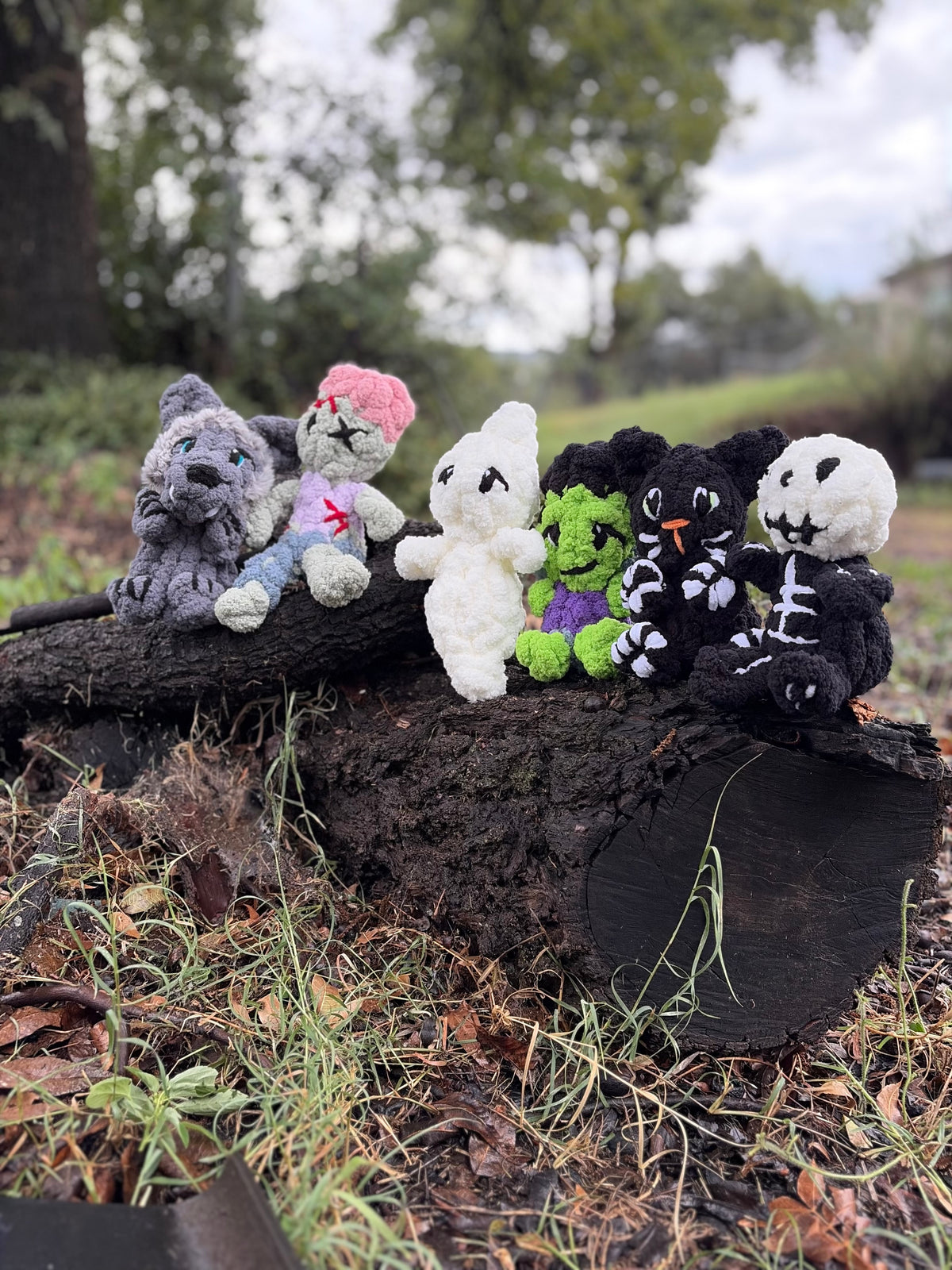 Teeny Chunky Ghoul Pals Complete Pattern Bundle | 6 Chunky Halloween Stuffie Patterns + 6 Video Tutorials | Ghost, Zombie, Skeleton & More