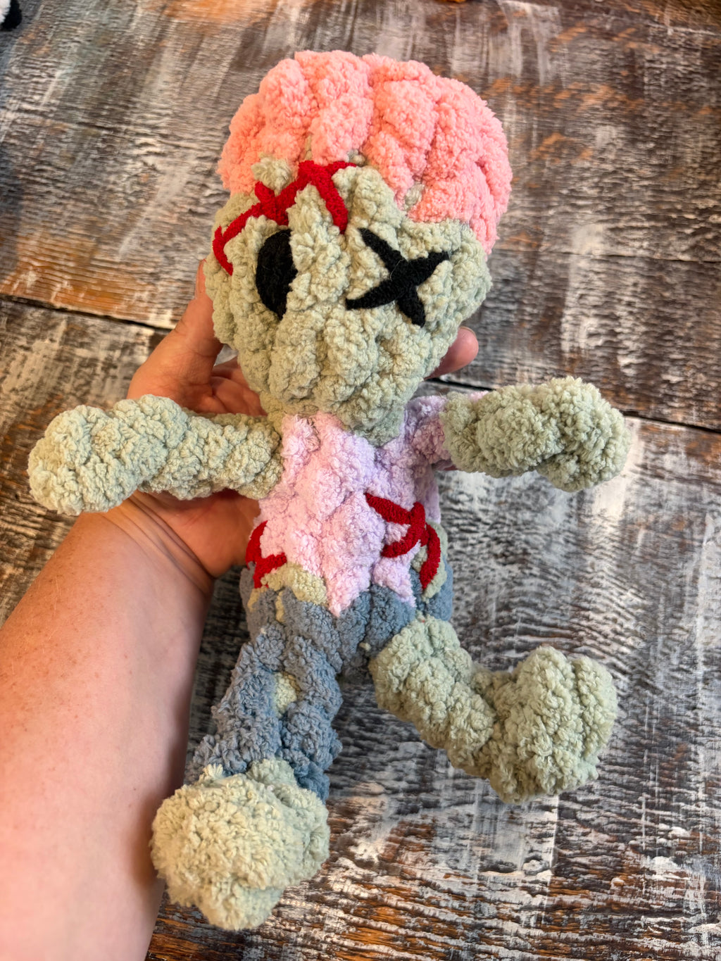 Nibbles the Chunky Zombie Pattern + Video Tutorial | Advanced Hand Knit Halloween Stuffie | Teeny Chunky Ghoul Pals