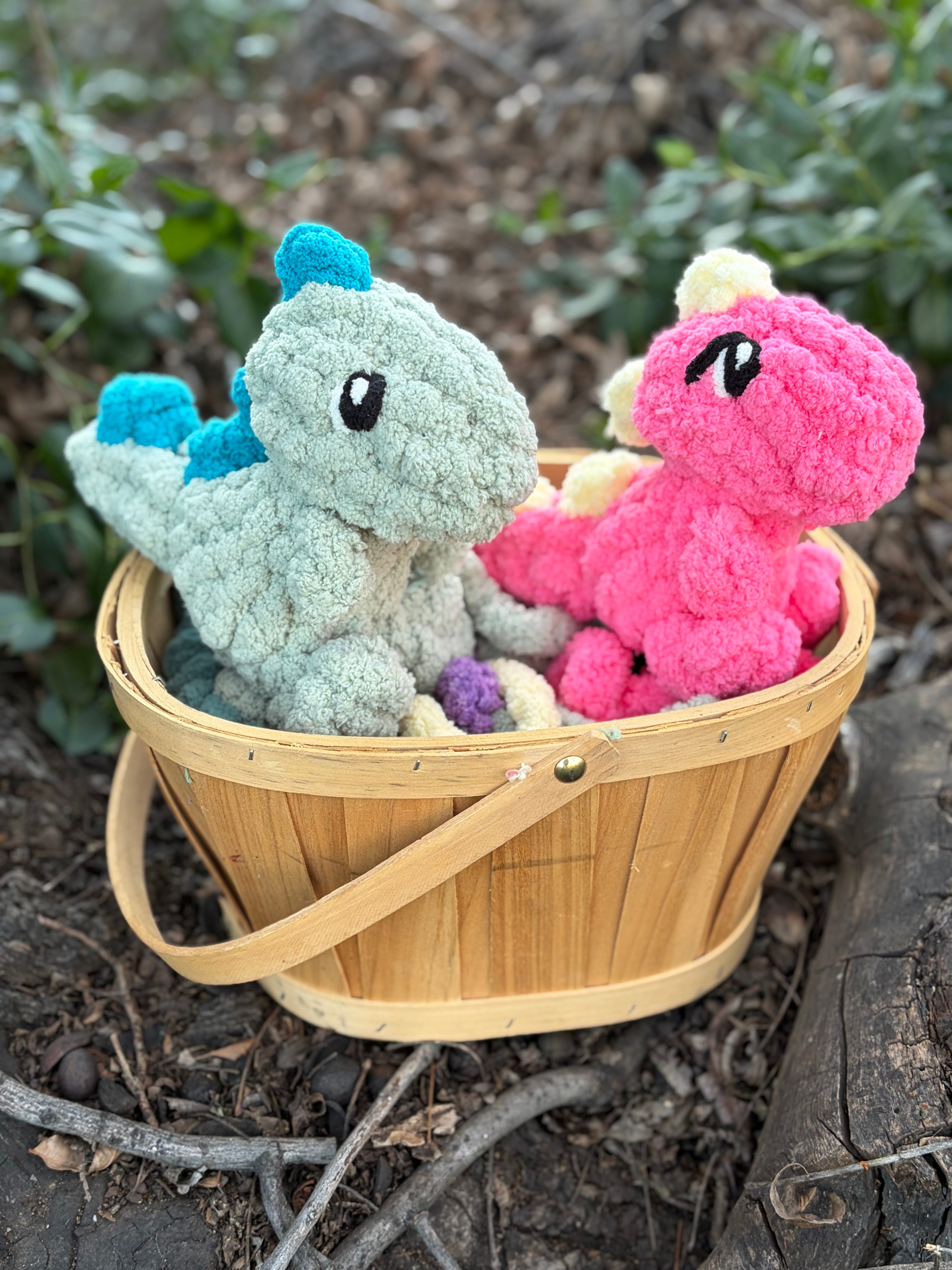 Chunky Knit Mini Dinosaur Plush Pattern | Hand Knit Stuffed Animal (Digital Download with Video Tutorial)
