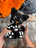 Inky Kitty Chunky Black Cat Pattern + Video Tutorial | Advanced Hand Knit Halloween Cat | Teeny Chunky Ghoul Pals