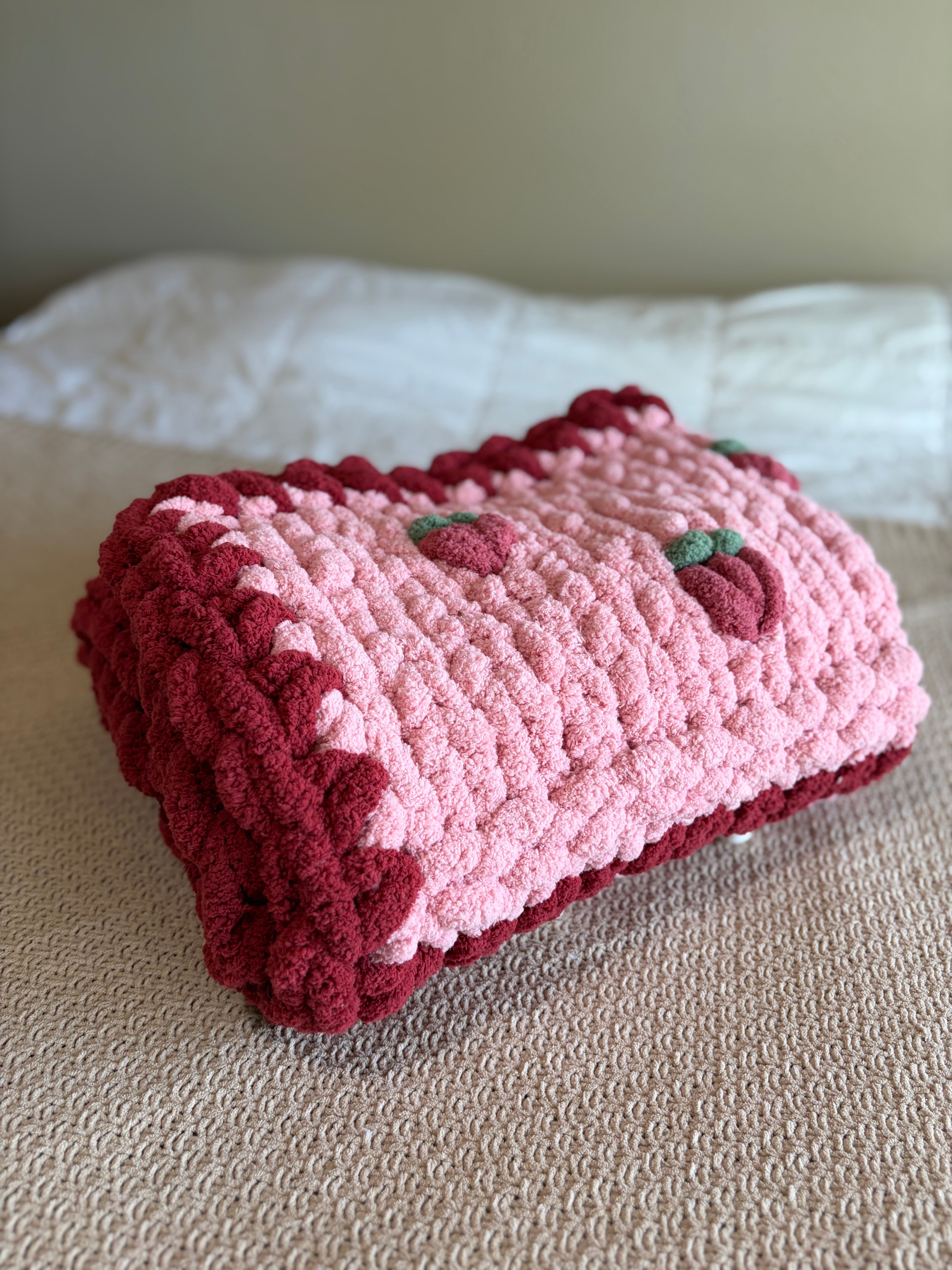Vintage Strawberry Shortcake Toddler & Baby Blanket Pattern - Chunky Hand Knit 34x38