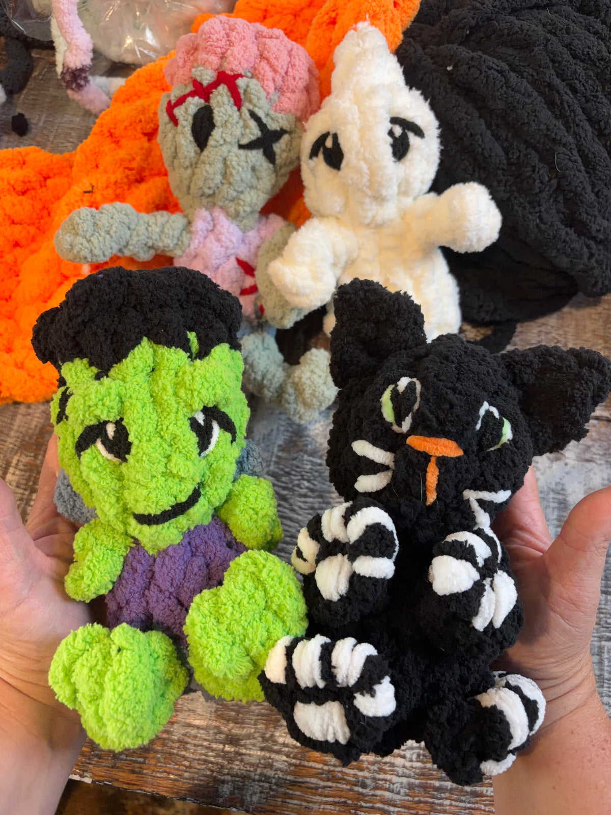 Teeny Chunky Ghoul Pals Complete Pattern Bundle | 6 Chunky Halloween Stuffie Patterns + 6 Video Tutorials | Ghost, Zombie, Skeleton & More
