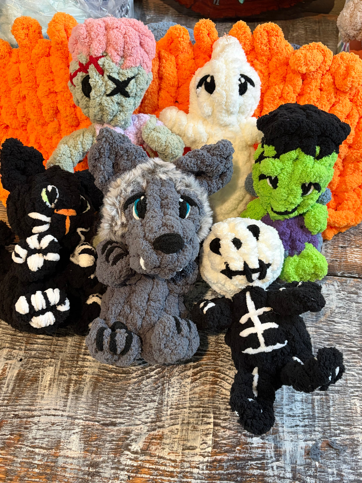 Teeny Chunky Ghoul Pals Complete Pattern Bundle | 6 Chunky Halloween Stuffie Patterns + 6 Video Tutorials | Ghost, Zombie, Skeleton & More