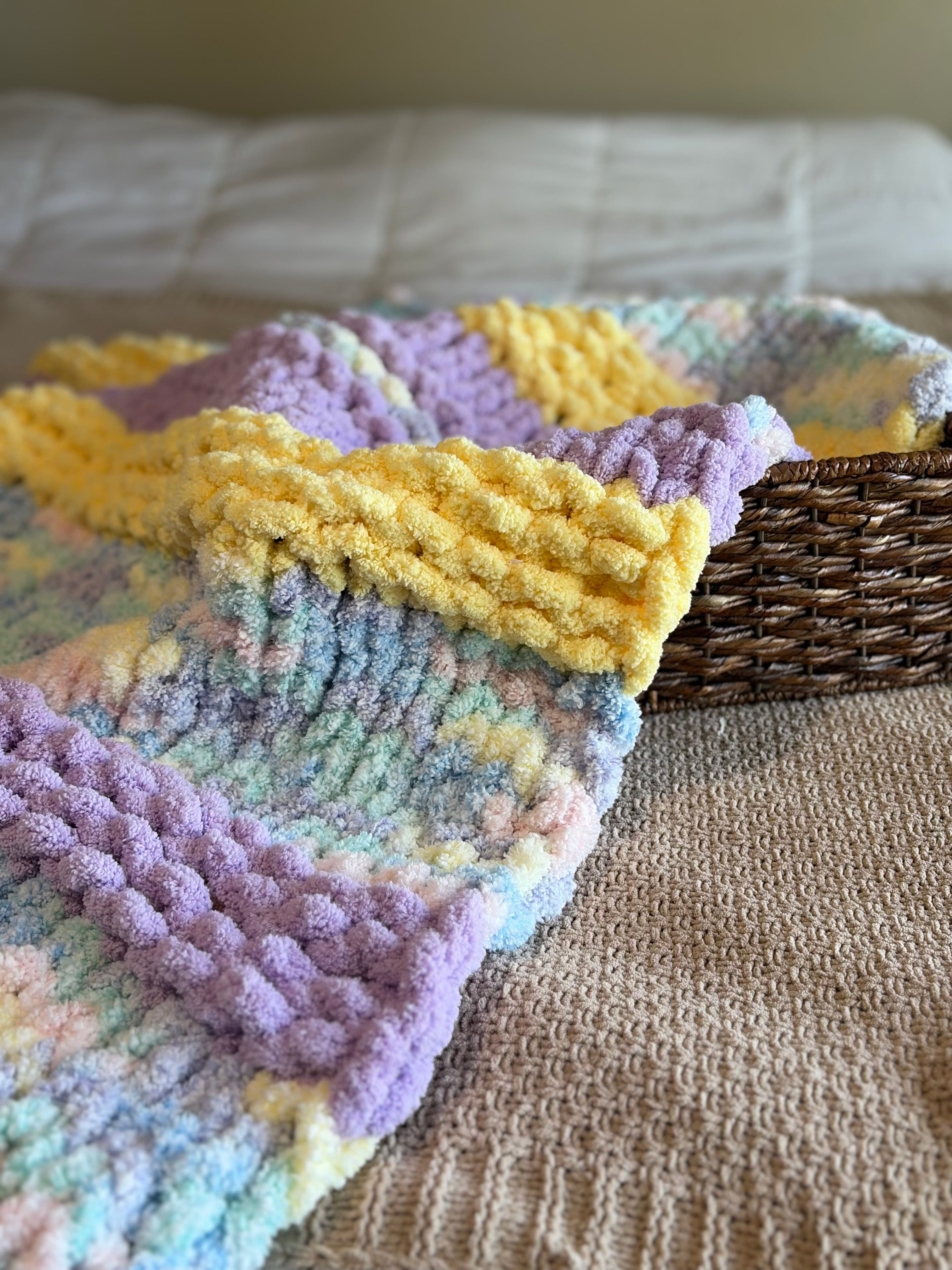 Spring Breeze 43x53 Throw Blanket Pattern - Soft Pastel Throw
