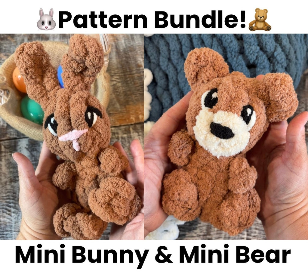 BUNDLE: Chunky Knit Mini Bunny & Bear Modification Patterns & Video Tutorials