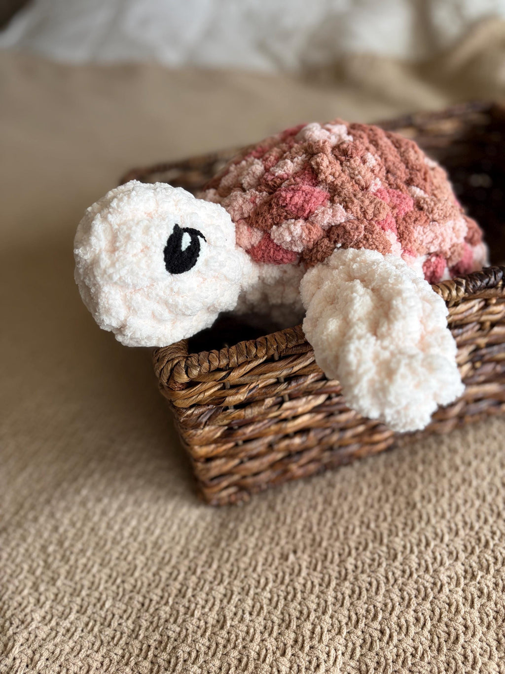 Chunky Knit Baby Sea Turtle Pattern | Hand Knit Plush Stuffed Animal (PDF + Video Tutorial)