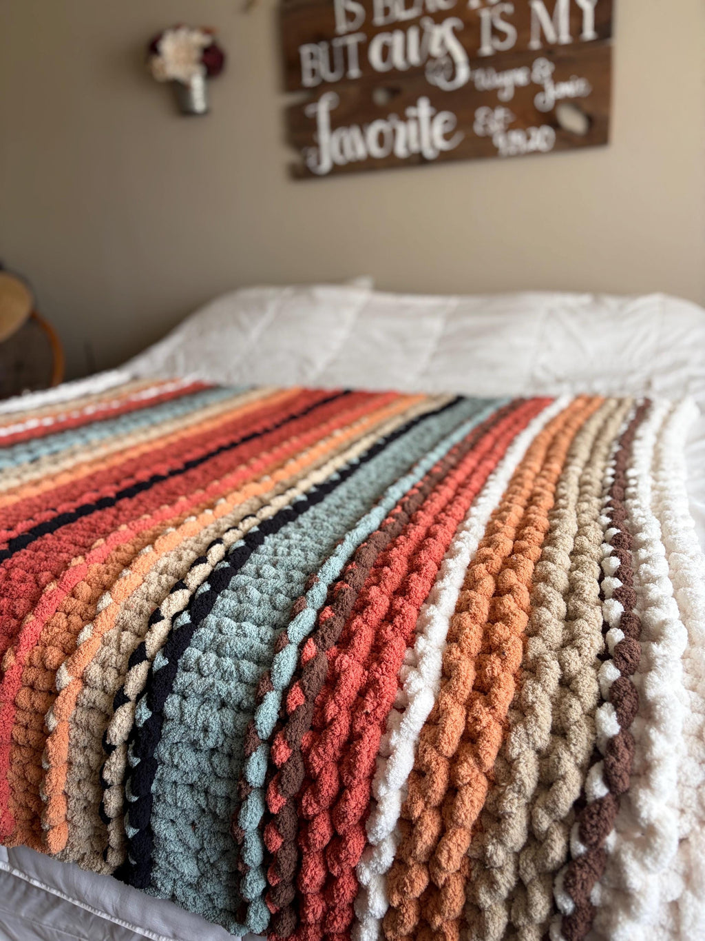 Chunky Knit Blanket Pattern – Arizona Beauty, Hand Knit Chenille, 50x60