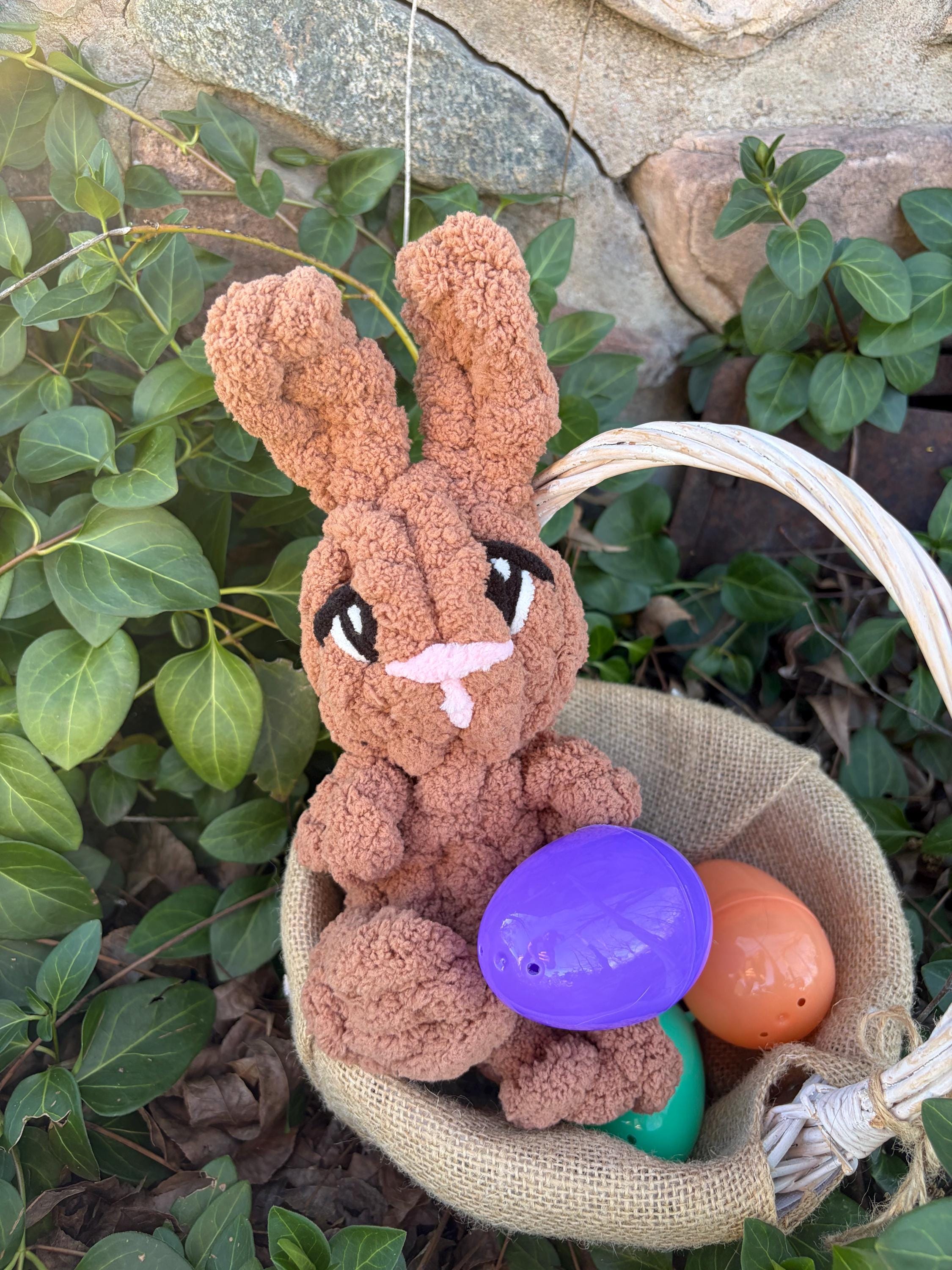 Chunky Knit Mini Bunny Pattern & Video Tutorial, Beginner Friendly Hand Knit Bunny, DIY Plush Bunny PDF